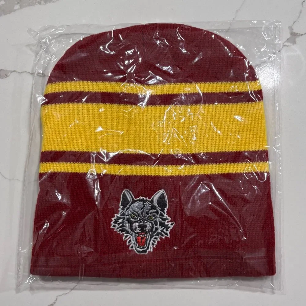 Chicago Wolves Red Yellow Adult Unisex Hockey League Hat Beanie OS Men's Women's